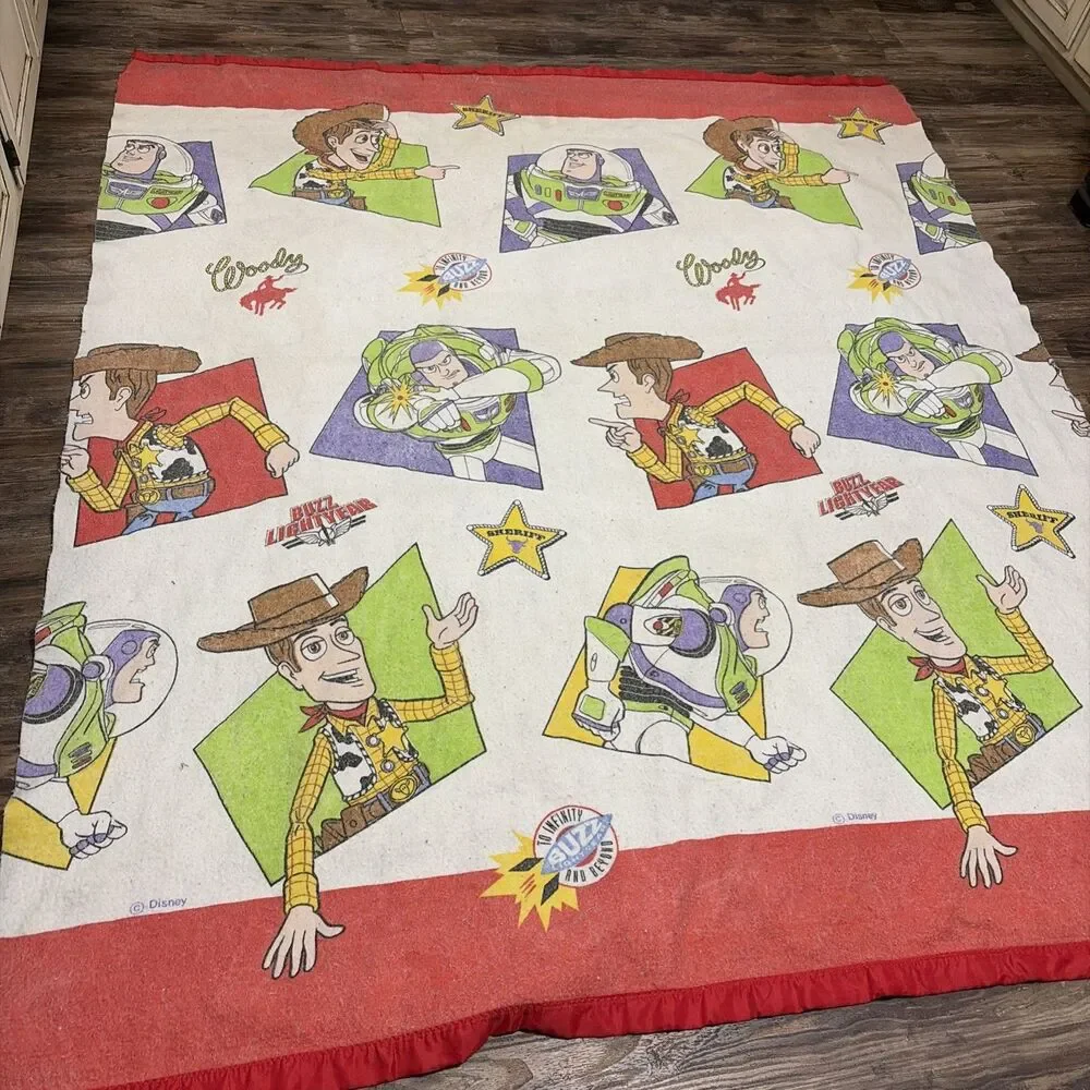 Vintage Toy Story Acrylic Blanket Throw Woody Buzz Lightyear 83